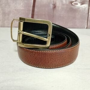 Nautica Sz 36 Men's Brown Black Vegan Leather Belt Reversible Office Minimalist